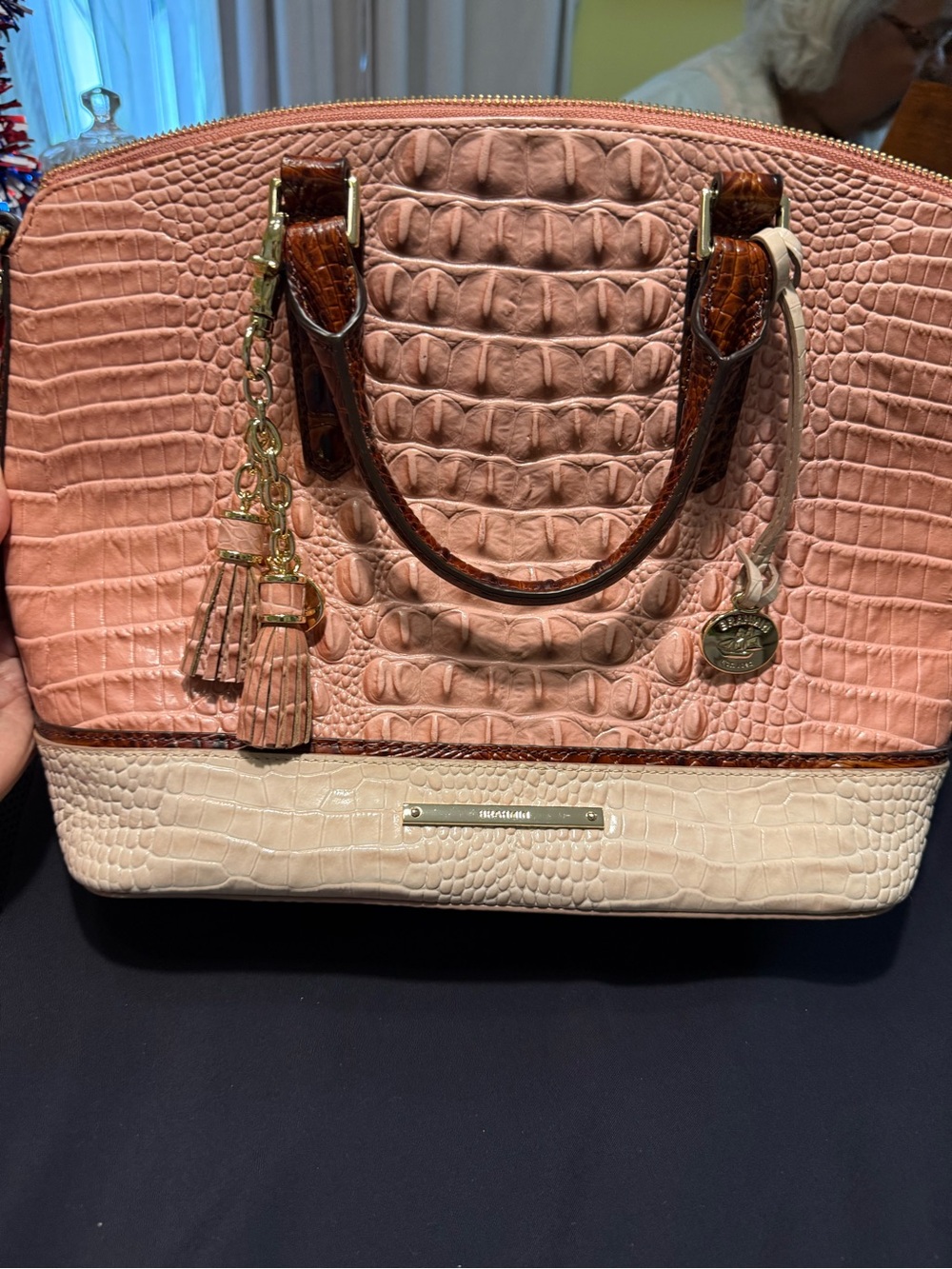 Brahmin Duxbury Satchel in Blush and Cream with wallet